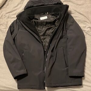 Calvin Klein Men's Dark Navy Hooded Double Zippered Jacket Large